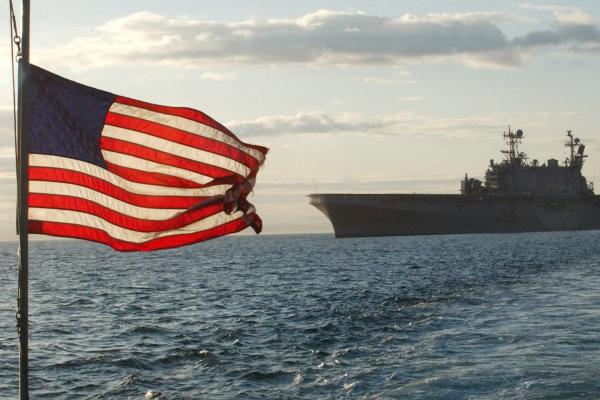 USS Tarawa and US Flag