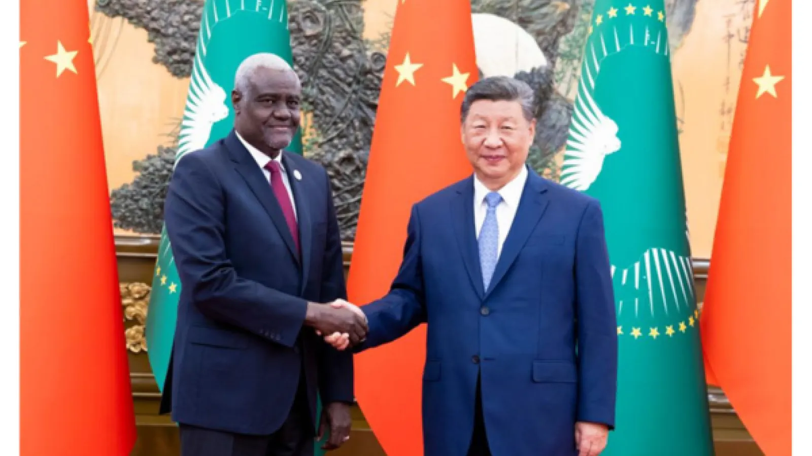 Chinese and African leaders shaking hands