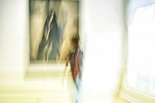 Abstract Photo of Person Looking at Artwork