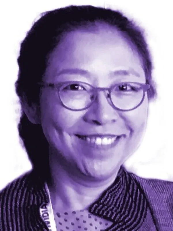 Picture of middle aged woman with black hair and glasses