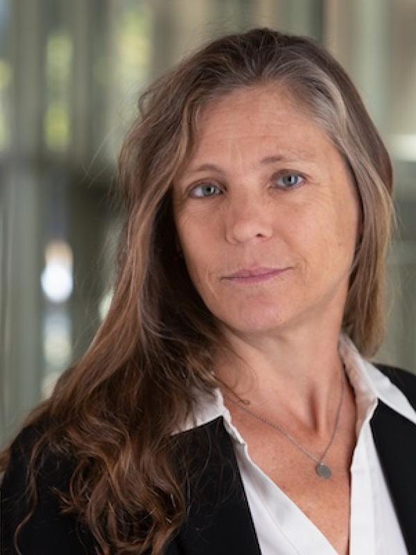 a middle aged woman with long brown hair